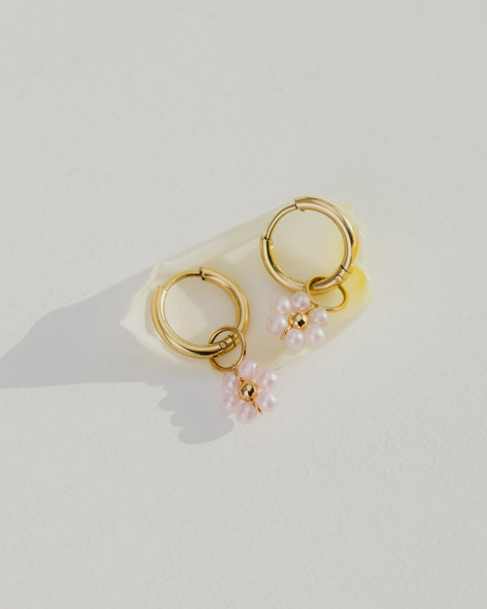 Pretty Pink Daisy Hoop Set Small Rose Gold