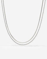 Duo Beads Necklace Silver