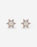 Sparkling Purple Petal Studs gold