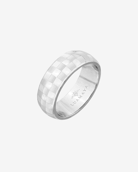 Chequer Ring Silver