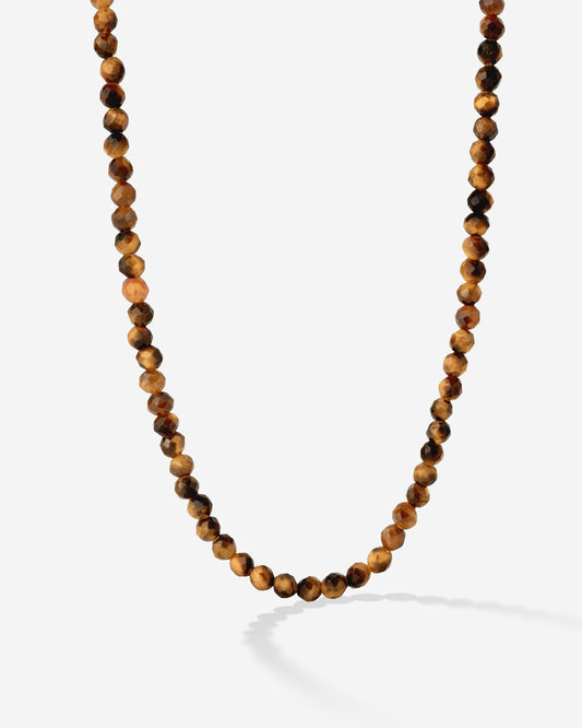 Tiger's Eye Bead Necklace Silver