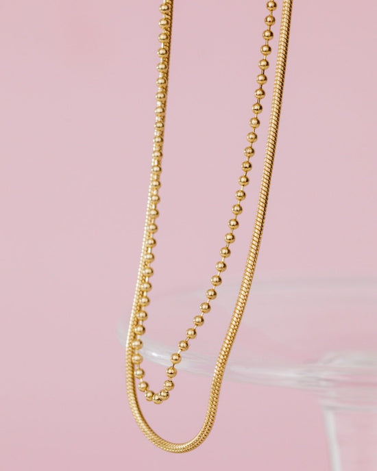 Duo Beads Necklace Rose Gold
