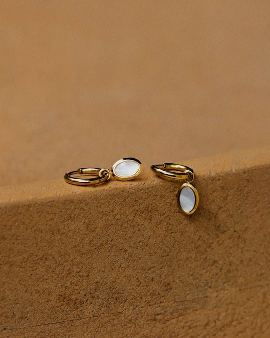 Mother of Pearls Hoop Set Rose Gold