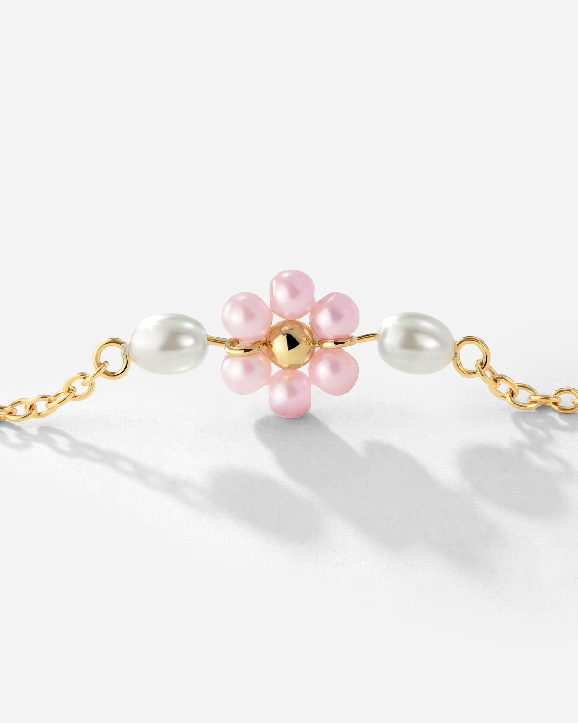 Pretty Pink Daisy Necklace gold