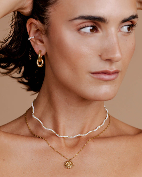 Chunky Oval Donut Hoop Set Medium gold