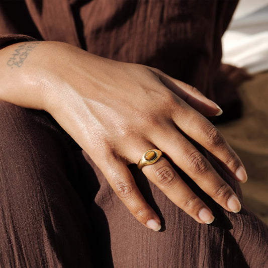 Tiger's Eye Ring Gold