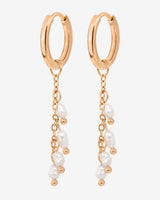 Pearl Chain Hoop Set Small Rose Gold