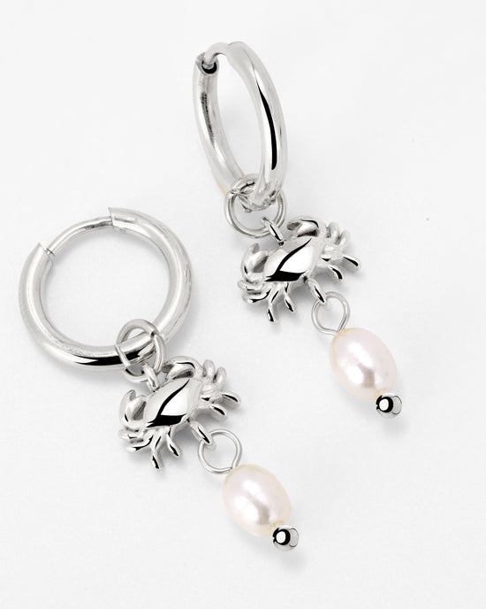 Crab Chaser Hoop Set Small Silver