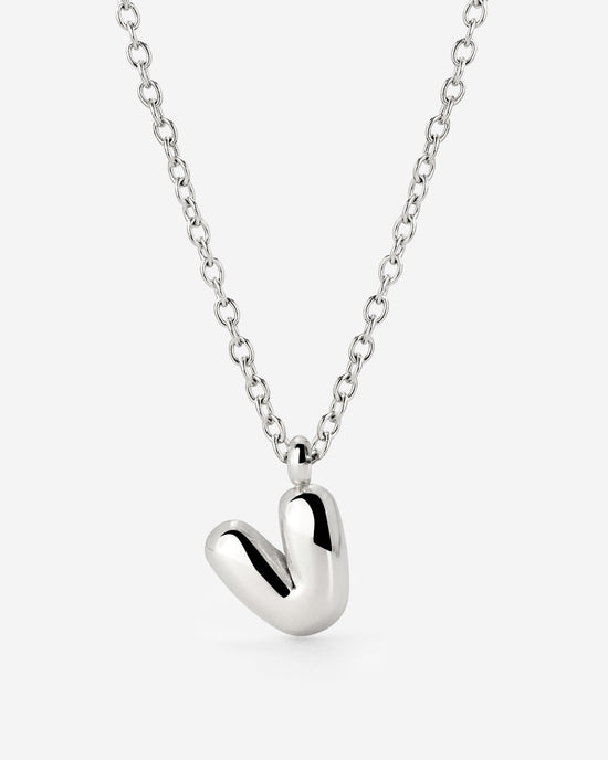 Bubble Letter Necklace Silver