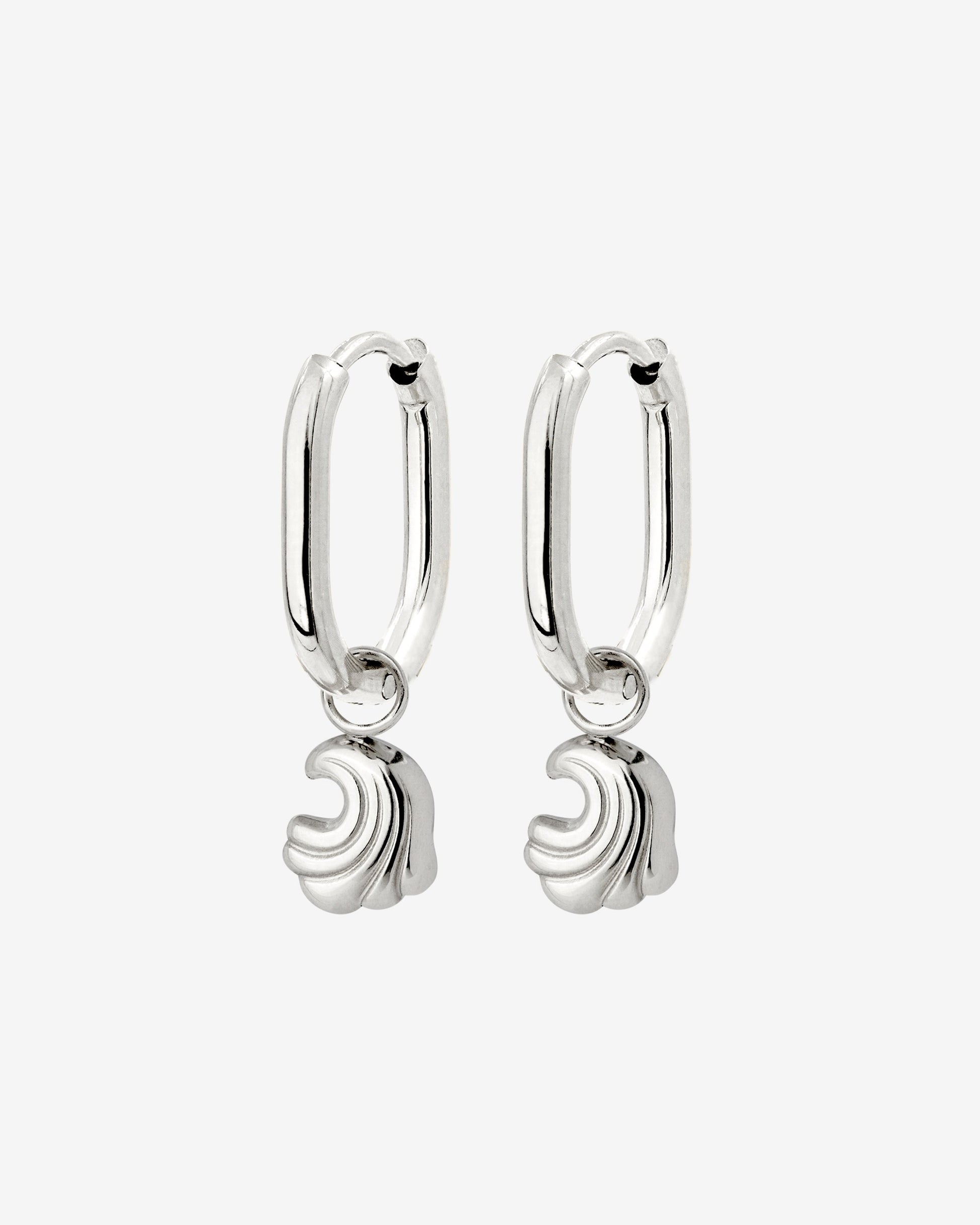 Curvy Wave Oval Hoop Set Baby Silver