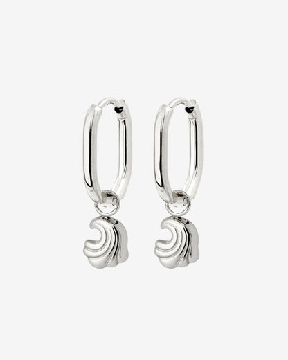 Curvy Wave Oval Hoop Set Baby Silver