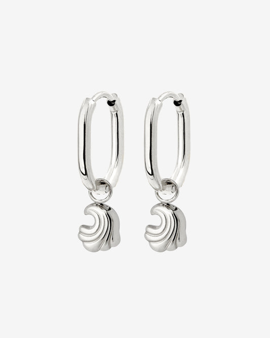 Curvy Wave Oval Hoop Set Baby Silver
