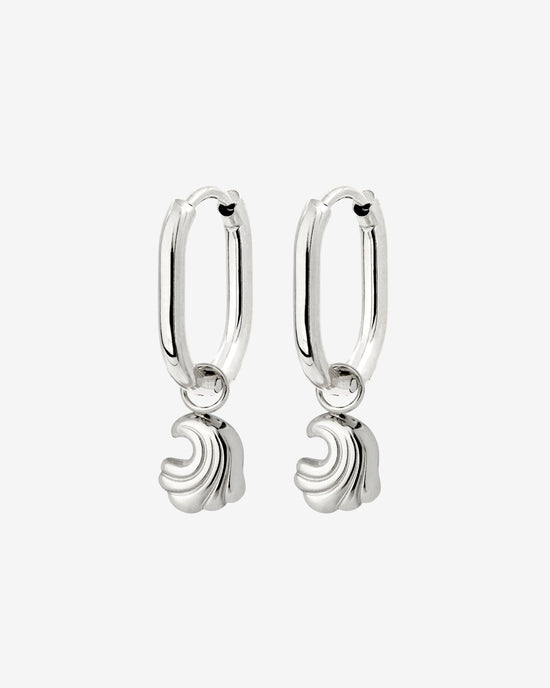 Curvy Wave Oval Hoop Set Baby Silver