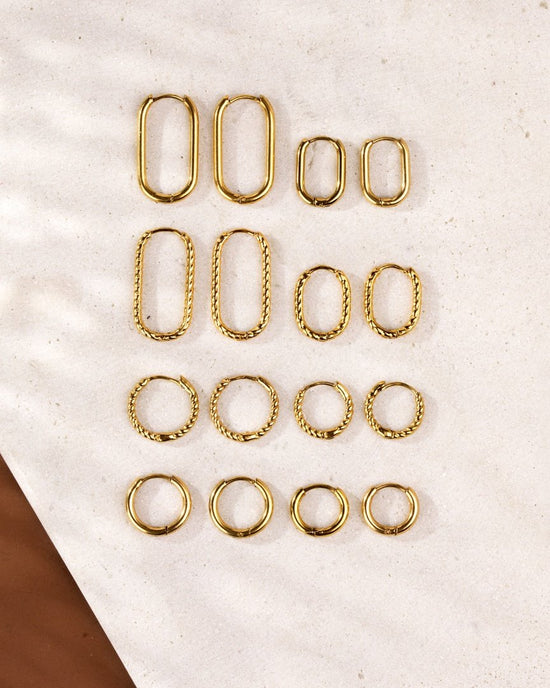 Oval Clean Hoop Set Gold