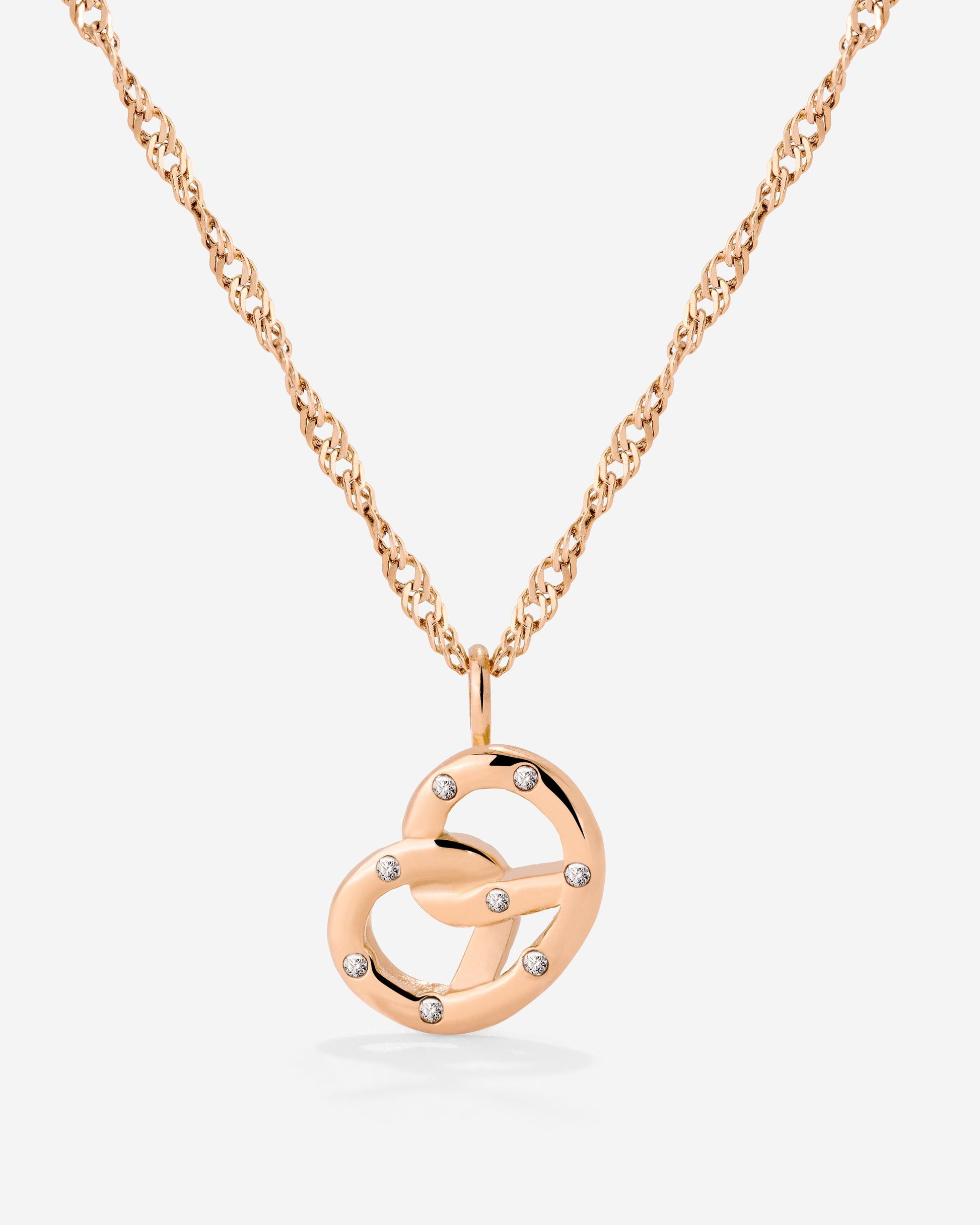 Bedazzle my Pretzel Necklace Rose Gold