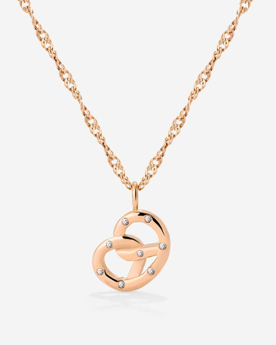 Bedazzle my Pretzel Necklace Rose Gold