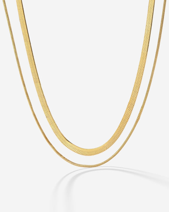 Snake Chain Double Necklace gold