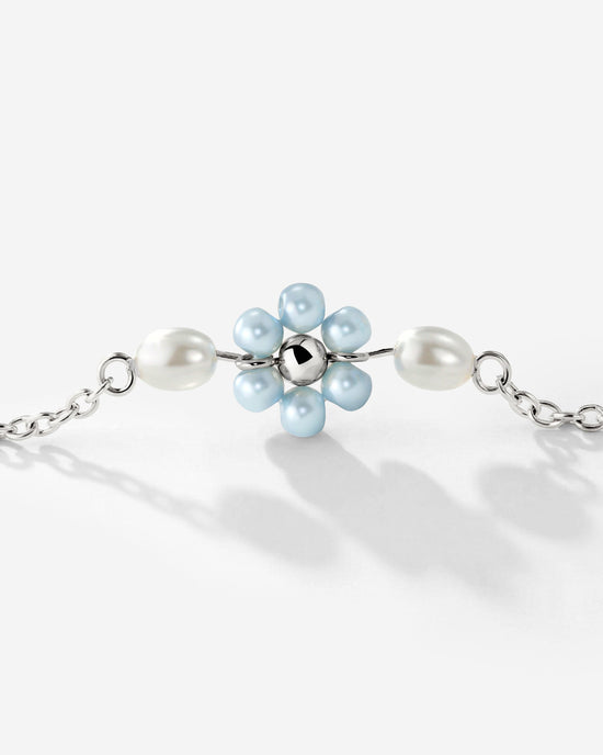 Forever Blue Daisy Necklace Silver