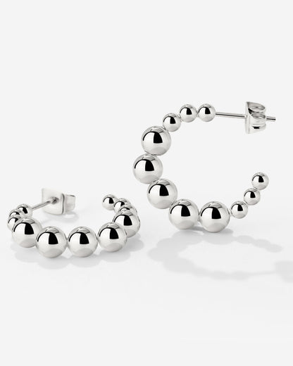 Infinite Beads Hoop Studs Silver