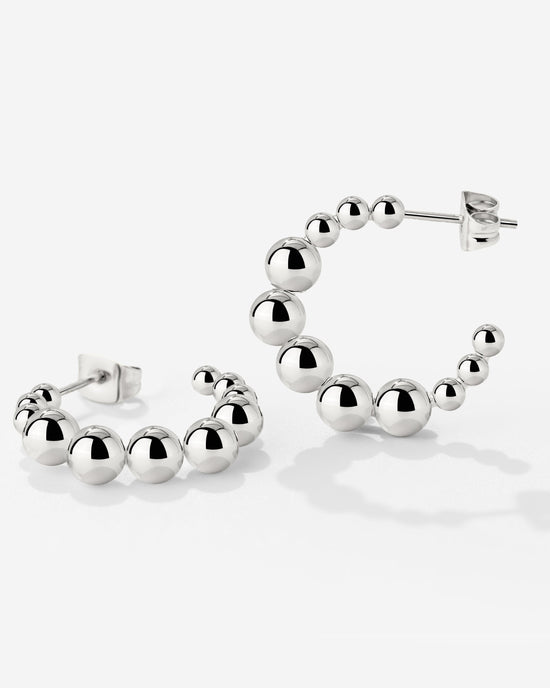 Infinite Beads Hoop Studs Silver