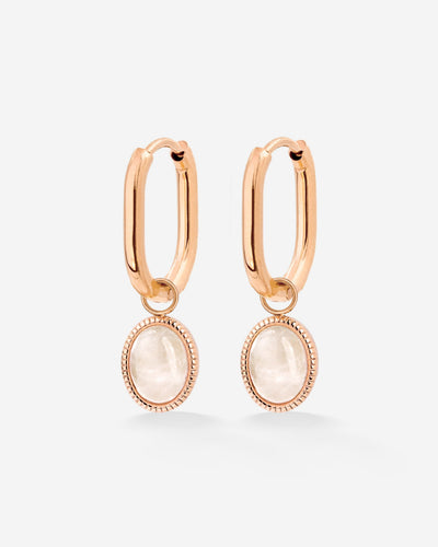 Blush Quartz Oval Hoop Set Baby Rose Gold