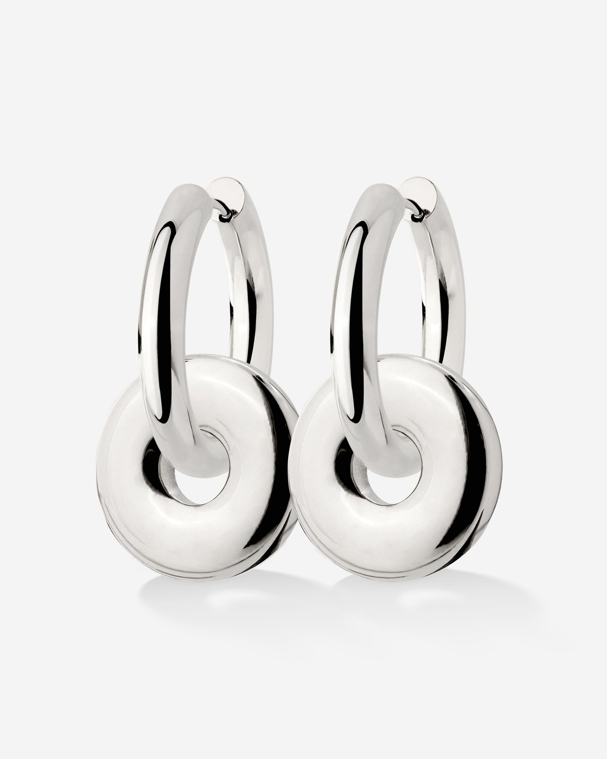 Chunky Sleek Donut Hoop Set Medium Silver