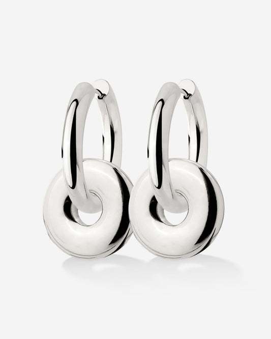 Chunky Sleek Donut Hoop Set Medium Silver