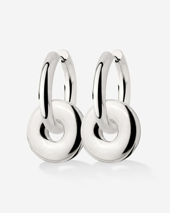 Chunky Sleek Donut Hoop Set Medium Silver