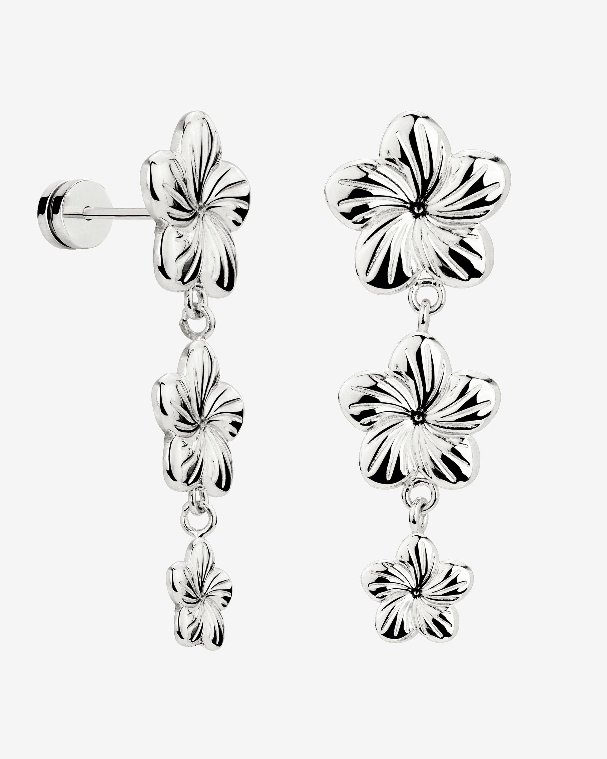 Floral Trinity Earrings Silver