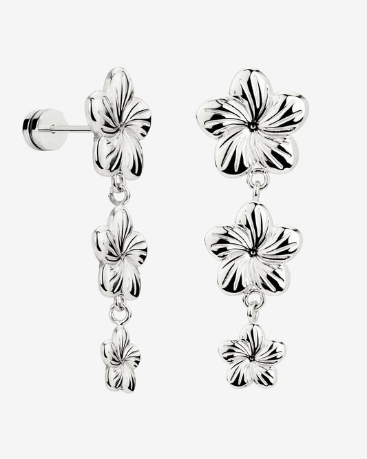 Floral Trinity Earrings Silver