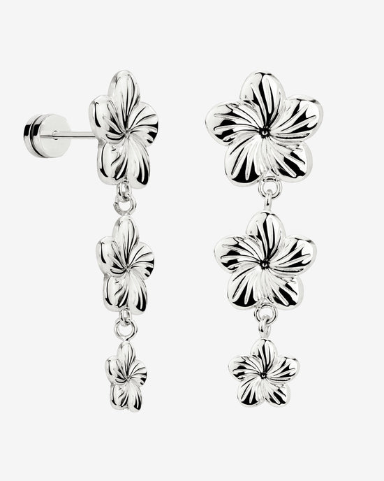 Floral Trinity Earrings Silver