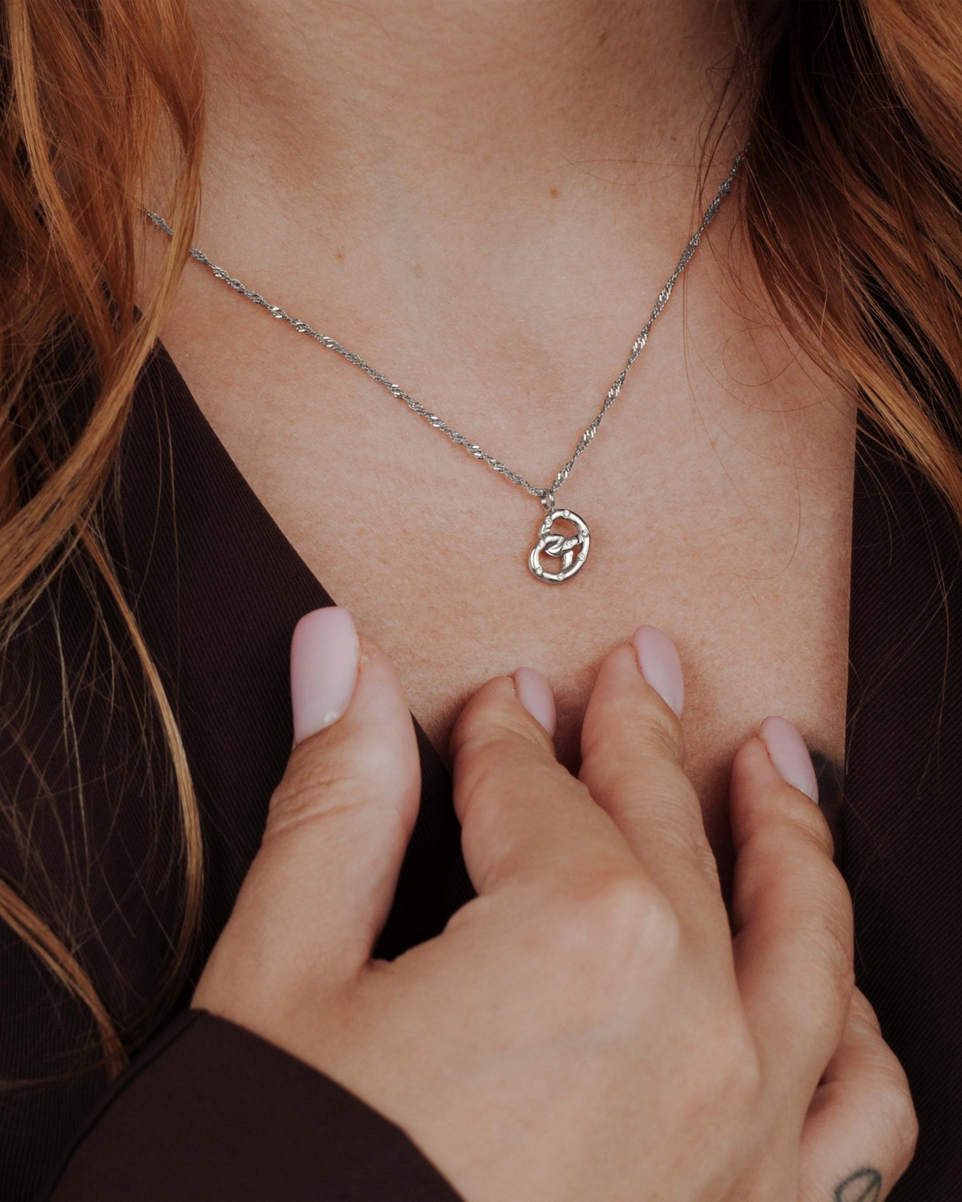 Bedazzle my Pretzel Necklace Silver