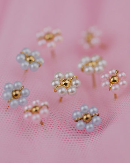 Forever Blue Daisy Studs Silver