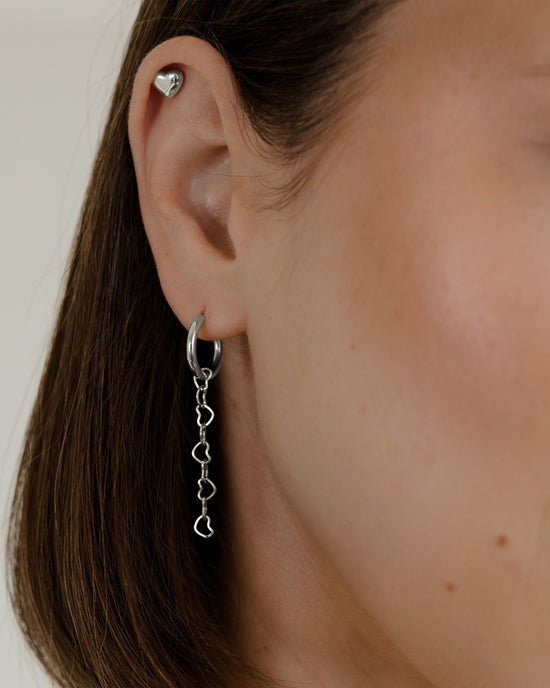 Lovely Heart Piercing Stud Silver