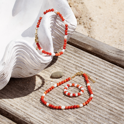 Coral Color Anklet Silver