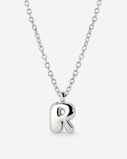 Bubble Letter Necklace Silver