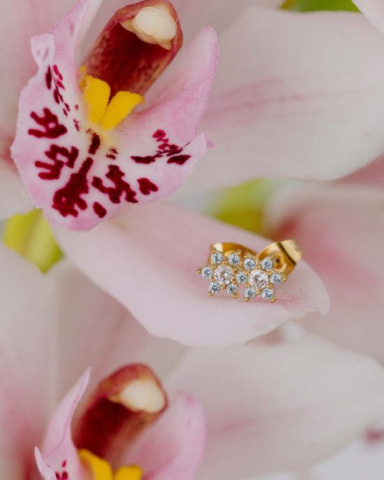 Sparkling Blue Petal Studs Silver