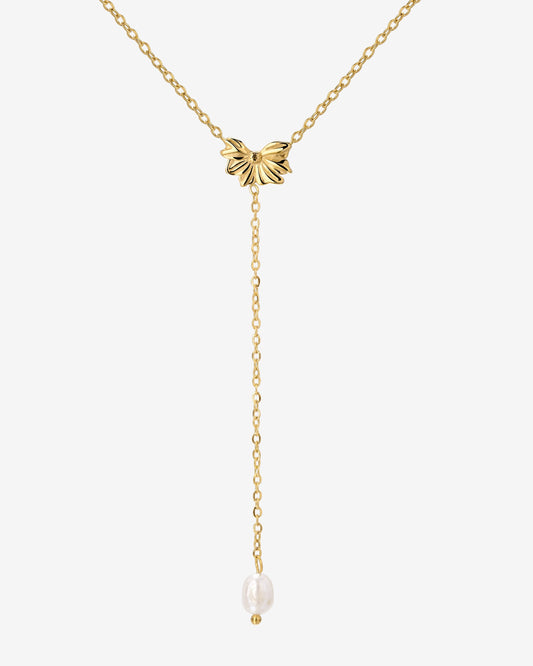 Petal Pearl Y-Necklace Gold