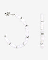 Puka Shell Hoop Studs Silver