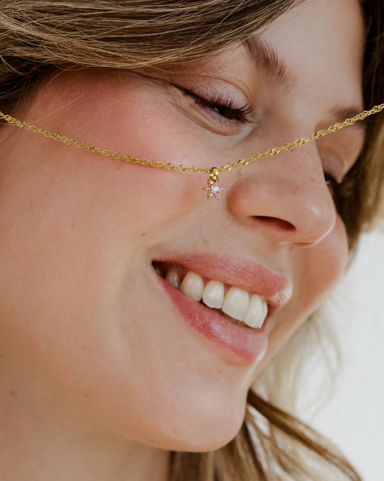 Sparkling Pink Petal Necklace Gold