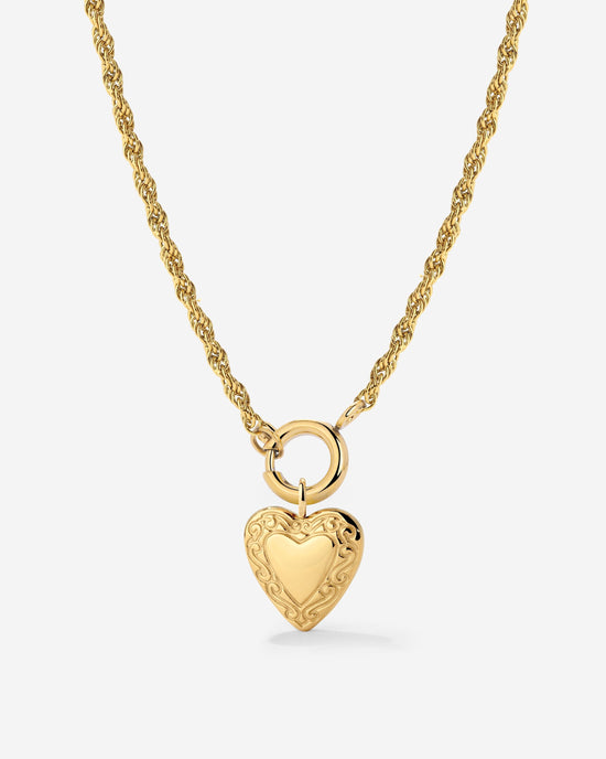 Vintage Heart Rope Chain Necklace Set gold