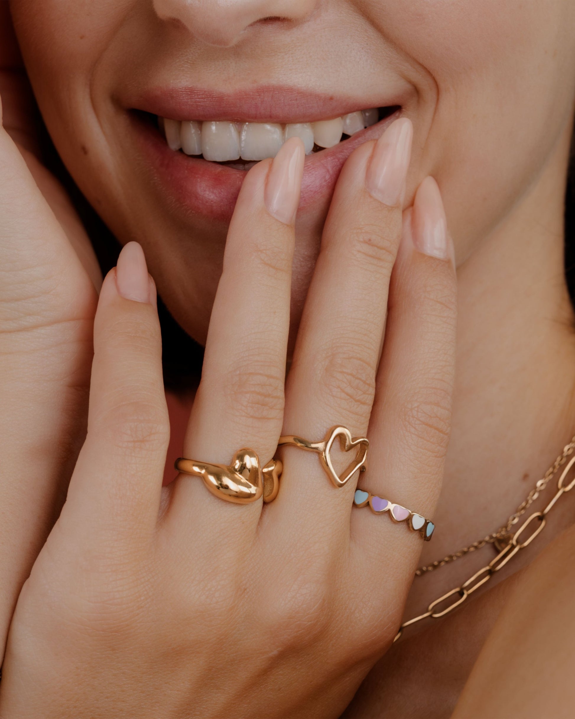 Pastel Hearts Ring Rose Gold