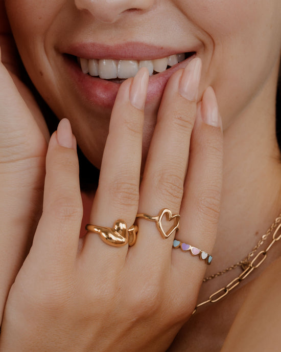 Pastel Hearts Ring Rose Gold