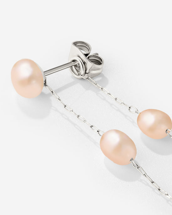 Blush Pearl Fall Earrings Silver