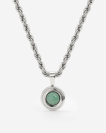 Olive Glow Necklace Silver