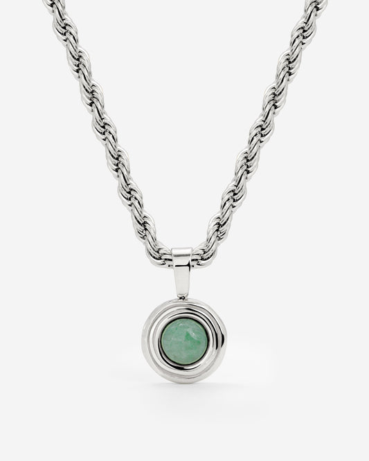 Olive Glow Necklace Silver