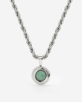 Olive Glow Necklace Silver