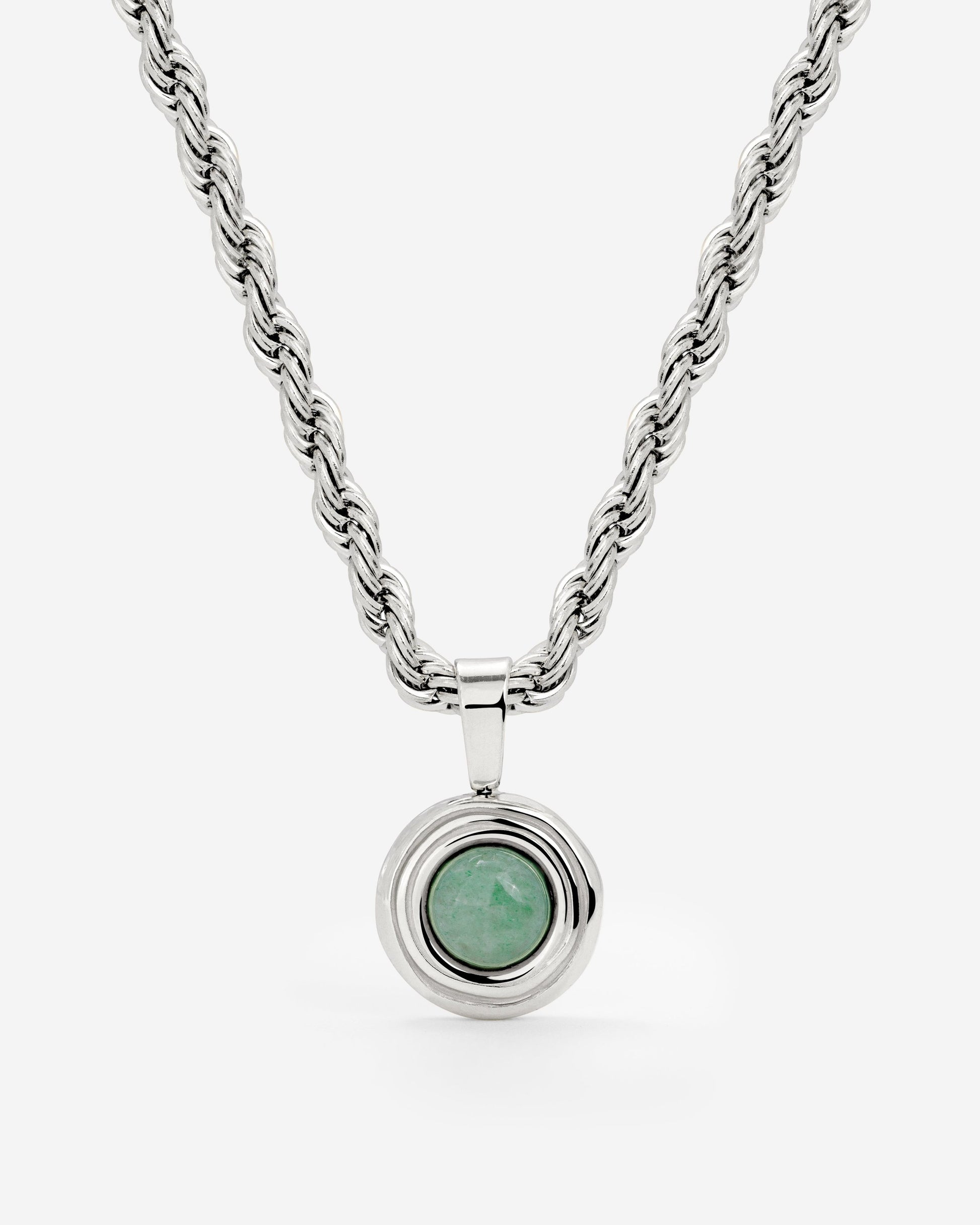 Olive Glow Necklace Silver