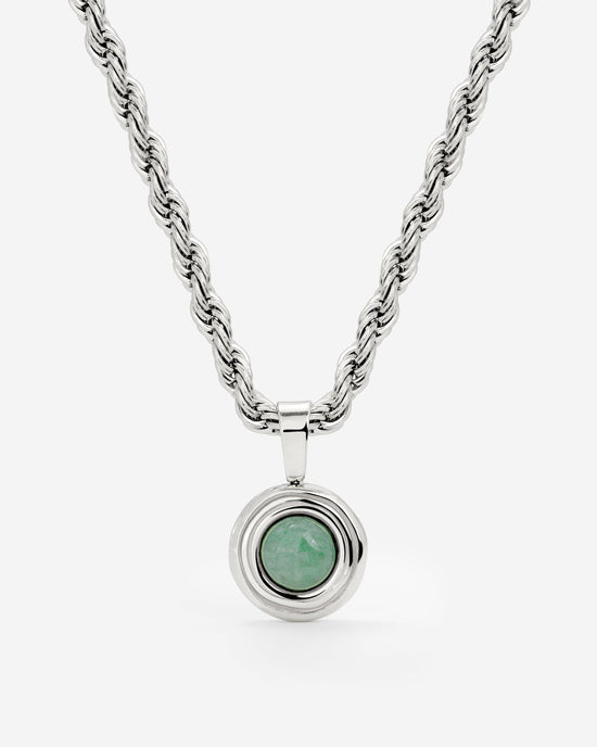 Olive Glow Necklace Silver