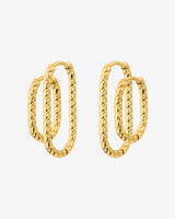 Oval Twisted Hoop Set Gold